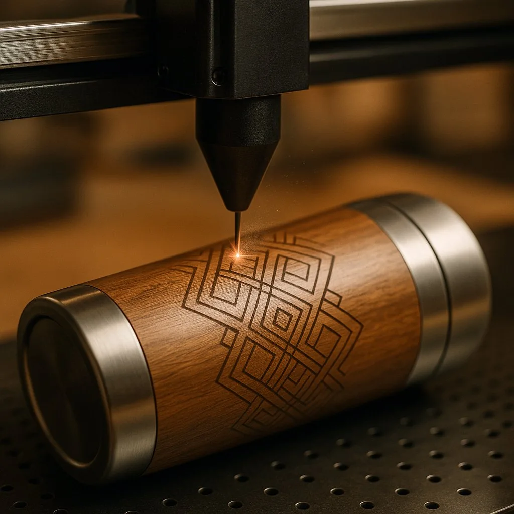 Precision laser engraving on wood and leather in Meridian Idaho